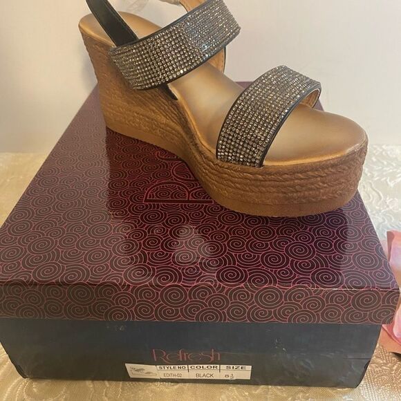 Refresh Rhinestone Embellished Wedge Sandals - Picture 6 of 8